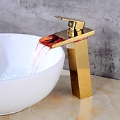economico Classici-rubinetto da bagno con maniglia singola, rubinetti per vasca da bagno monoforo in bronzo lucidato a olio/cascata/centrale, rubinetto per lavabo in ottone con acqua calda e fredda
