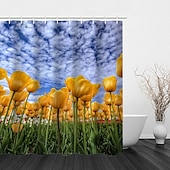 levne Sprchové závěsy-Záclona do sprchy s háčky 180cm*180cm (70&quot;*70&quot;) polyester praní v pračce voděodolná vzor květinových listů