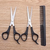 baratos Cuidados com o Cabelo-4 pçs/conjunto tesoura de cabeleireiro doméstico tesoura de desbaste de corte de cabelo tesoura de barbeiro tesoura de dente plano pente ferramentas de estilo de cabelo