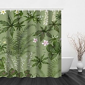 levne Sprchové závěsy-Sprchový závěs s háčky 180cm*180cm (70&quot;*70&quot;) polyesterový prátelný voděodolný vzor tropických deštnych rostlin jako domácí dekorace koupelna