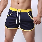 preiswerte Boxer-Badehose für Herren-Herren Badehose Schwimmshorts Bademode Boardshorts Badeshorts 3-Zoll-Shorts Elastische Taille Farbblock Komfort Atmungsaktiv Kurz Sport in der Natur Täglich Baden Stilvoll Casual / sportlich Schwarz