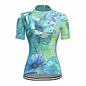 Women's Cycling Jersey Floral Botanical Short Sleeve Bike Top with 3 Rear Pockets Mountain Bike MTB Road Bike Cycling Quick Dry Reflective Strips Back Pocket Moisture Wicking Sports Green Clothing 6