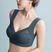 billige BH&#039;er-trådløse bh-er for kvinner faste stropper full dekning v-hals pustende ren farge pull-on lukking tilfeldig daglig nylon 1 stk svart rosa / bh &amp;amp; braletter / 1 stk hjemmeantrekk