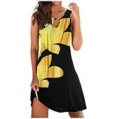 abordables Robes Floraux Imprimés-Femme Mini robe Robe casual Robe d&#039;été Robe Droite basique Moderne Décontractées Extérieur Vacances du quotidien Standard Imprime Sans Manches Col Ras du Cou Gris noir Noir Rouge Bleu Eté Printemps