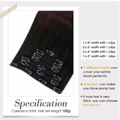 abordables Extensions à Clips-Cheveux Naturel Rémy Perruque Droit Noir Bourgogne Cosplay Classique Confortable Cheveux Brésiliens Femme Noir / Bordeaux foncé 10 pouces 30 CM 35 CM Vacances Fête / Soirée du quotidien