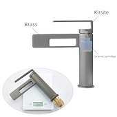 abordables Classiques-Robinet de lavabo de salle de bain, robinet de salle de bain noir, robinets de bain en forme de pistolet à un trou en laiton (noir/gris/chrome/doré)