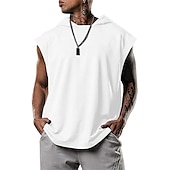 cheap Tank Tops-Men&#039;s T Shirt Tank Top Hoodie Short Sleeve Hooded Summer Plain Fashion Classic Casual Outdoor Street Casual Black White Army Green Top Tee for Men
