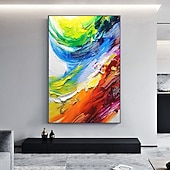 olcso Absztrakt festmények-olajfestmény 100%-ban kézzel festett falfestmény vászonra vízszintes panoráma absztrakt színes táj modern lakberendezés dekor hengerelt vászon keret nélkül feszítetlen