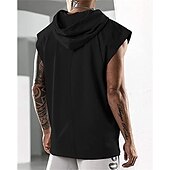 cheap Tank Tops-Men&#039;s T Shirt Tank Top Hoodie Short Sleeve Hooded Summer Plain Fashion Classic Casual Outdoor Street Casual Black White Army Green Top Tee for Men