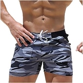 billige bokser badebukser for menn-Herre Surfeshorts Badeshorts Sommershorts Strandshorts Lapper Elastisk midje Kamuflasje Farge Hurtigtørkende Kort Daglig Treningssenter Bading Elegant og moderne Avslappet / Sportslig Blå lysegrå