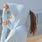 preiswerte Wasserdichte Jacken-Frauen UPF 50+ UV-Sonnenschutz Kapuzenpullover mit Reißverschluss Langarm Angeln Laufen Wanderjacke Sommer Außenbelüftung UV-beständig Frontreißverschluss Dehnbare Jacke Klettern Strand Camping
