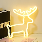 رخيصةأون إضاءات نيون LED-ضوء ليلي نيوني على شكل غزال يعمل ببطارية AAA يعمل بالطاقة من USB