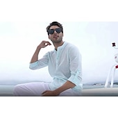 cheap Business Casual-Men&#039;s Hiking Shirt Henley Shirt Tee Tshirt Top Outdoor Breathable Quick Dry Lightweight Sweat wicking Summer Spring Cotton And Linen Light Blue Navy Denim Blue Fishing Climbing Beach