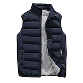 preiswerte Herren Steppweste-Herren Einfarbig Laufwesten Daunenweste Steppweste Frühling Herbst Winter Kariert Vollreißverschluss Innentasche Ärmellos Lässig Athleisure Stehkragen Thermowarm Wasserdicht Winddicht Atmungsaktiv