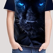 billiga Pojkens 3D-djur-Pojkar 3D Djur Leopard T-shirt Kortärmad 3D-tryck Sommar Vår Aktiv Sport Mode Barn 3-12 år Utomhus Dagligen Inomhus Normal