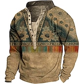 abordables Sudaderas 3D para hombre-Hombre Estampados Sudadera Pull-over Manga Larga Camisa de entrenamiento Escote en Pico Vintage Design Básico Impresión 3D Casual Ropa de calle Estampado Primavera Otoño Invierno