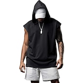 cheap Tank Tops-Men&#039;s T Shirt Tank Top Hoodie Short Sleeve Hooded Summer Plain Fashion Classic Casual Outdoor Street Casual Black White Army Green Top Tee for Men