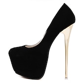 abordables Talons Plateforme-Femme Chaussures à Talons Escarpins Talons aiguilles Soirée Couleur unie Couleur Pleine Plateau Talon haut Talon Aiguille Bout rond Elégant Faux suède Mocassins Noir