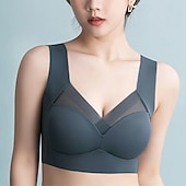 billige BH&#039;er-trådløse bh-er for kvinner faste stropper full dekning v-hals pustende ren farge pull-on lukking tilfeldig daglig nylon 1 stk svart rosa / bh &amp;amp; braletter / 1 stk hjemmeantrekk