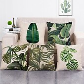 cheap Floral &amp; Plants Style-1 Set of 5 Pcs Green Leaf Botanical Series Throw Pillow Covers Modern Decorative Throw Pillow Case Cushion Case for Room Bedroom Room Sofa Chair Car Outdoor Cushion for Sofa Couch Bed Chair Green