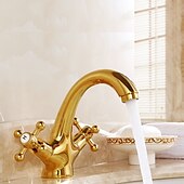 cheap Classical-Bathroom Sink Faucet,Classic Electroplated / Painted Finishes Centerset Two Handles One Hole Bath Taps