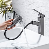 cheap Classical-Bathroom Sink Faucet - Pull out / Pullout Spray Electroplated Centerset Single Handle One HoleBath Taps