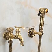 cheap Bidet Faucets-Bathroom Bidet Shower Sprayer Brass Toilet Douche Hygienic Cleaning Head Set Tap