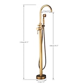 economico Rubinetti per vasca da bagno-rubinetto per vasca da bagno vintage montaggio a pavimento, miscelatore per riempimento vasca da bagno indipendente con doccetta a mano, rubinetto per doccia con beccuccio ad arco alto girevole a 360°
