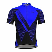 billiga Tröjor för män-Herr Cykeltröja Geometrisk Kortärmad Cykel Tröja Överdelar med 3 bakfickor Bergscykling Vägcykling Snabb tork Reflexremsa Bakficka Fuktabsorberande sporter Gul Röd Blå Kläder