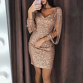 ieftine Rochii-Retro / vintage Urlați 20 de ani Anii 1920 Rochie Flapper Rochii Rochie de bal Gatsby Charleston Invitat la nuntă Paiete Franjuri Paiete Pentru femei Carnaval Mascaradă Nuntă Invitat la nunta