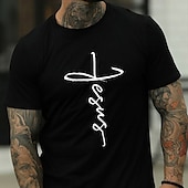 baratos Camiseta gráfica masculina-Homens Letra impressão de carta Camiseta Estilo casual Algodão Manga Curta Gráfico Camisa Vinho Preto Branco Camiseta confortável Férias Casual Roupas de estilistas