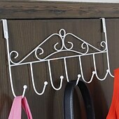 お買い得  ドアフック越しに-7つのフック付きドアハンガー、ドアタオルフック、装飾的なオーバードアオーガナイザー、帽子、コート、財布、スカーフ、衣類、ジャケット、ベルト、寝室、バスルーム、クローゼット用の吊り下げ収納ラック。