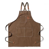 cheap Aprons-Chef Apron For Women and Men, Kitchen Cooking Apron, Personalised Gardening Apron with Pocket Work Aprons Cross Back Heavy Duty Adjustable