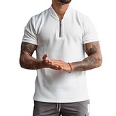 preiswerte Urlaub-Herren Poloshirt Poloshirt mit Viertelreißverschluss Outdoor Strasse Ständer Baseball-Kragen Kurzarm Modisch Brautkleider schlicht Feste Farbe Zip Viertel Postleitzahl Frühling Sommer Regular Fit