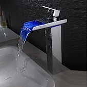 economico Classici-rubinetto da bagno con maniglia singola, rubinetti per vasca da bagno monoforo in bronzo lucidato a olio/cascata/centrale, rubinetto per lavabo in ottone con acqua calda e fredda