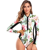 preiswerte Hautausschlagswächter-Damen Anti UV Badeanzug UV-Schutz UPF50+ Atmungsaktiv Langarm Spandex Bodysuit Badeanzug Reißverschluß vorne Schwimmen Surfen Strand Wassersport Sommer Frühling