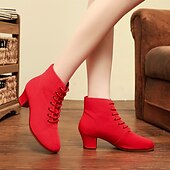 baratos Botas de dança-Mulheres Botas de Dança Espetáculo Festa Ensaio / Prática Botas de Calcanhar Ao ar livre Parte inferior inteira Cadarço Salto Grosso Ponta Redonda Adulto Preto