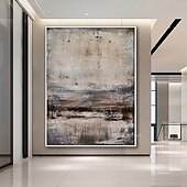 お買い得  抽象画-ハング塗装油絵 手描きの 水平パノラマ 抽象画 風景 近代の 内枠を含めます