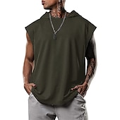 cheap Tank Tops-Men&#039;s T Shirt Tank Top Hoodie Short Sleeve Hooded Summer Plain Fashion Classic Casual Outdoor Street Casual Black White Army Green Top Tee for Men