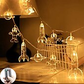 お買い得  USB電源-LEDストリングライト3m20ledsスペース宇宙飛行士フェアリーストリングライトusbまたはリモコンで操作されるバッテリー8モード防水ロケット惑星LEDストリングライトキッズルームこどもの日家族パーティー休日の装飾