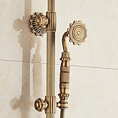 cheap Shower Faucets-Shower Faucet,Rainfall Shower System Body Jet Massage Set - Handshower Included pullout Rainfall Shower Antique Vintage Style Antique Brass Mount Inside Brass Valve Bath Shower Mixer Taps