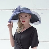 お買い得  パーティーハット-ポリエステル / チュール 麦わら帽子 ととも​​に フェザー / リボン 1個 カジュアル / メルボルンカップ かぶと