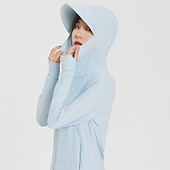 preiswerte Wasserdichte Jacken-Frauen UPF 50+ UV-Sonnenschutz Kapuzenpullover mit Reißverschluss Langarm Angeln Laufen Wanderjacke Sommer Außenbelüftung UV-beständig Frontreißverschluss Dehnbare Jacke Klettern Strand Camping