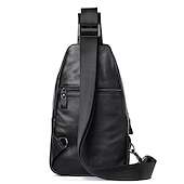 cheap Men&#039;s Bags-Men&#039;s Black Leather Crossbody Sling Bag with Multiple Compartments – Stylish and Functional Shoulder Bag for Travel and Daily Use