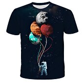 levne 3D sporty a hry pro chlapce-Chlapecké 3D Astronaut Tričko Krátký rukáv 3D tisk Léto Jaro Aktivní Sportovní Módní Polyester Děti 3-12 let Venkovní Denní Vevnitř Běžný