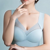 billige BH&#039;er-trådløse bh-er for kvinner faste stropper full dekning v-hals pustende ren farge pull-on lukking tilfeldig daglig nylon 1 stk svart rosa / bh &amp;amp; braletter / 1 stk hjemmeantrekk