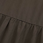 cheap Dresses-Women&#039;s Swing Work Skirts Long Skirt Vintage Summer Maxi Skirts Solid Colored Pleated Ruffle Vacation Causal Black Wine Purple Brown Autumn / Fall Cotton Cotton And Linen