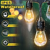 cheap Plug String Lights-S14 Global Outdoor String Lights Commercial Grade Weatherproof Strand Edison Vintage Bulbs 10m10pcs/15m15pcs Hanging Sockets UL Listed Heavy-Duty Decorative Cafe Patio Lights for Bistro Garden