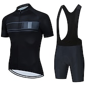 preiswerte Herrenbekleidungs-Sets-21Grams Herren Radtrikot mit Radhose kurz Trägern fahrradbekleidung set Kurzarm MTB Mountain Rennrad Schwarz Grün Dunkelgrün Streifen Fahhrad Sportkleidung 3D-Pad Atmungsaktiv Rasche Trocknung /