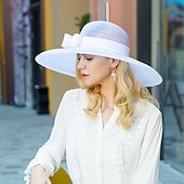 billige Partyhatter-Hatter Straw Bowler  Cloche Hatt Solhatt Te-parti Hesterase Melbourne Cup Elegant Romantisk Klassisk Med Hodeplagg å imponere Racedag Dress